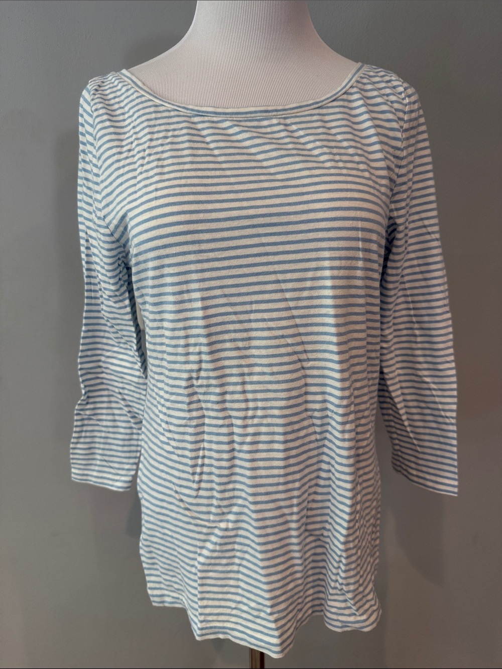 J. Crew Light Blue and White Striped Long Sleeve Tee
